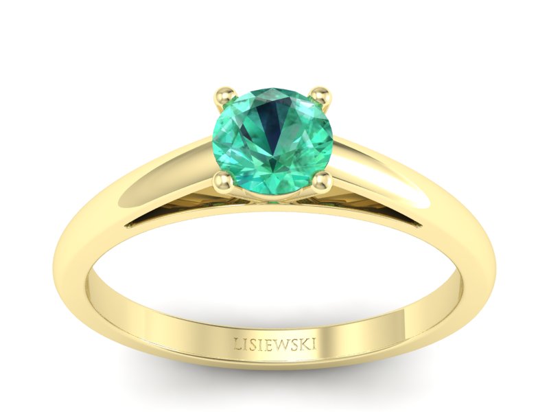Złoty pierścionek ze szmaragdem żółte złoto - p16446zsm