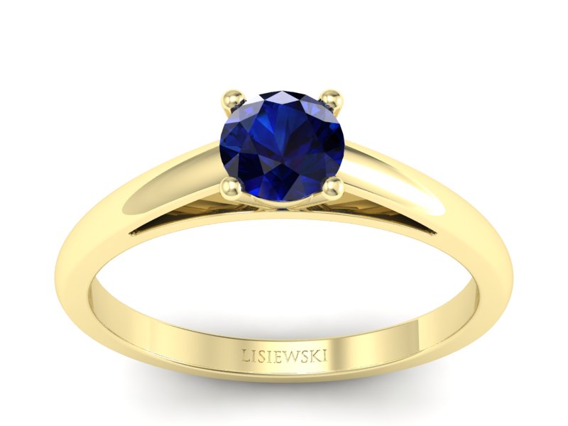 Złoty pierścionek z szafirem żółte złoto - p16446zsz