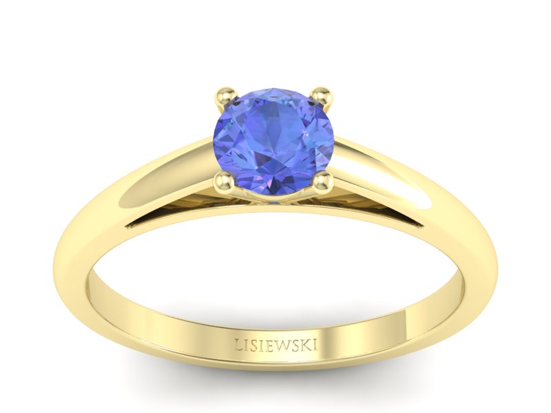 Złoty pierścionek z tanzanitem żółte złoto - p16446zt