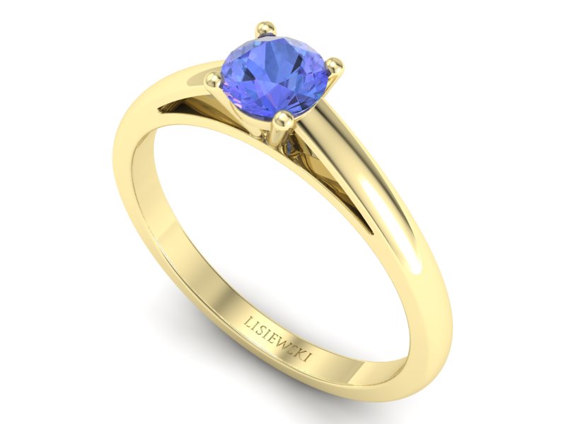 Złoty pierścionek z tanzanitem żółte złoto - p16446zt — zdjęcie 3