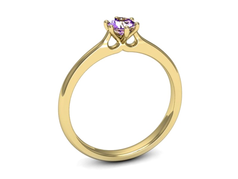 Złoty pierścionek z ametystem żółte złoto - p16448zat — zdjęcie 3