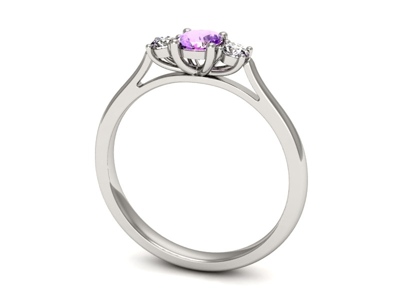 Złoty pierścionek z ametystem i brylantami - p16449bat — zdjęcie 3