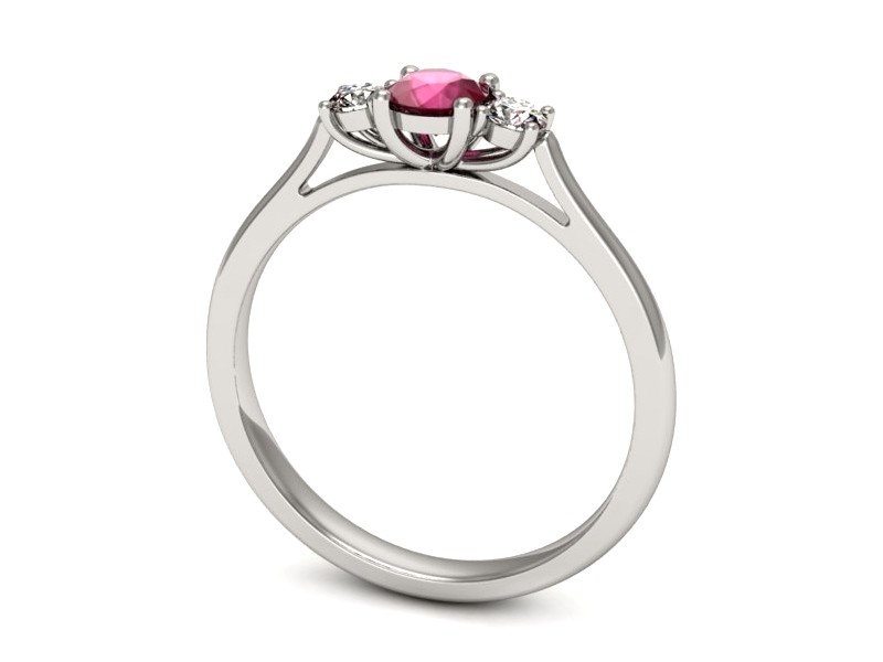 Pierścionek z rubinem i brylantami białe złoto - p16449br — zdjęcie 3