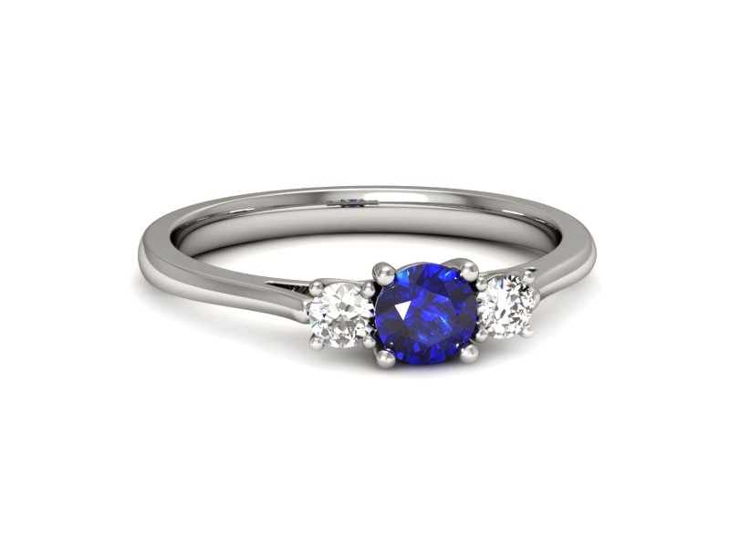 Pierścionek z szafirem i brylantami białe złoto - p16449bszc — zdjęcie 2