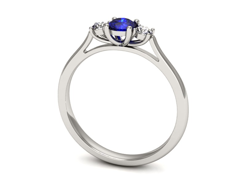 Pierścionek z szafirem i brylantami białe złoto - p16449bszc — zdjęcie 3