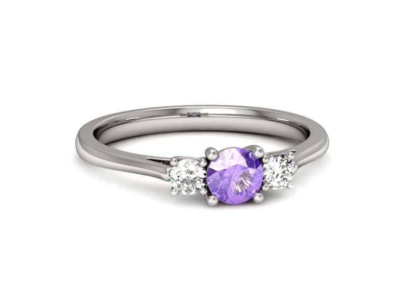 Pierścionek z tanzanitem białe złoto i brylantami - p16449bt — zdjęcie 2