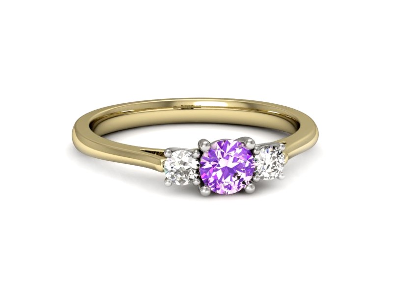 Pierścionek z ametystem i brylantami - p16449zbat — zdjęcie 2