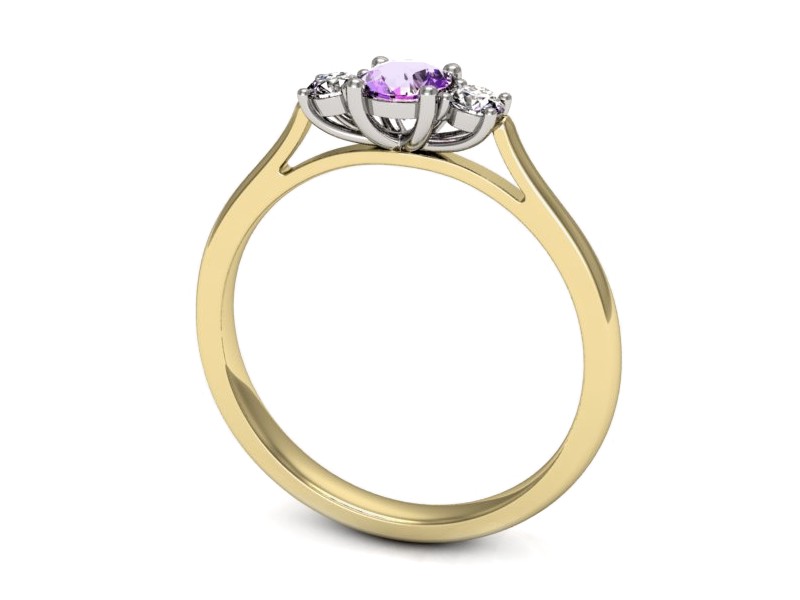 Pierścionek z ametystem i brylantami - p16449zbat — zdjęcie 3