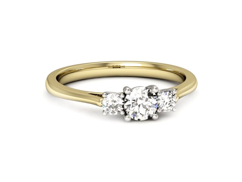 Pierścionek z diamentami żółte i białe złoto - p16449zbP — zdjęcie 2