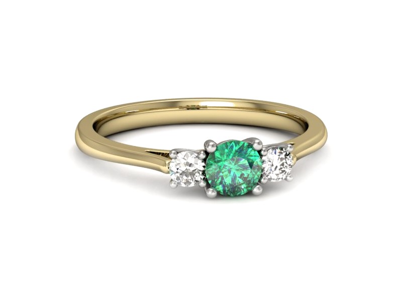 Złoty pierścionek ze szmaragdem i diamentami - p16449zbsm — zdjęcie 2