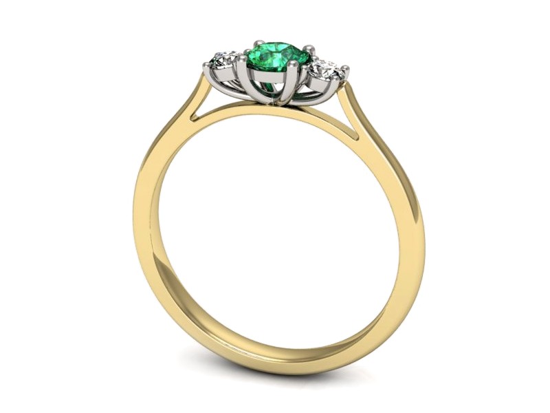 Złoty pierścionek ze szmaragdem i diamentami - p16449zbsm — zdjęcie 3