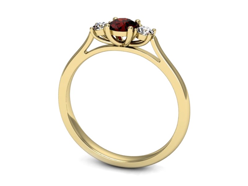 Złoty pierścionek z granatem i brylantami - p16449zgr — zdjęcie 3