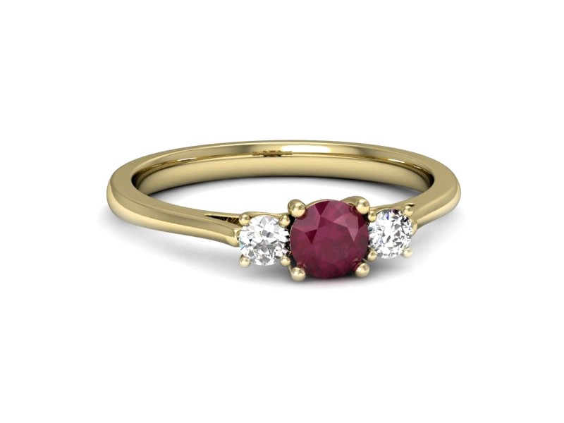Złoty pierścionek z rubinem i brylantami - p16449zr — zdjęcie 2