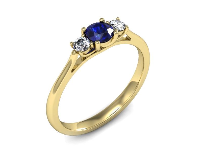 Złoty pierścionek z szafirem i diamentami złoto proba 585 - p16449zszc - 1