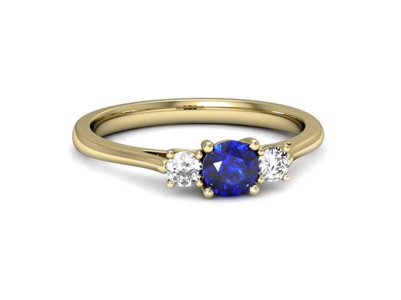 Złoty pierścionek z szafirem i diamentami złoto proba 585 - p16449zszc - 2