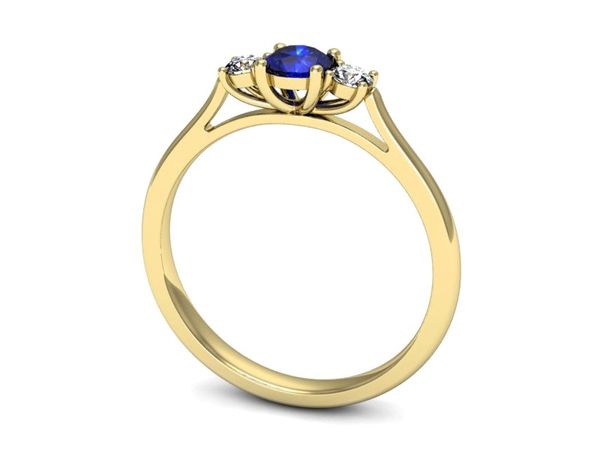Złoty pierścionek z szafirem i diamentami złoto proba 585 - p16449zszc
