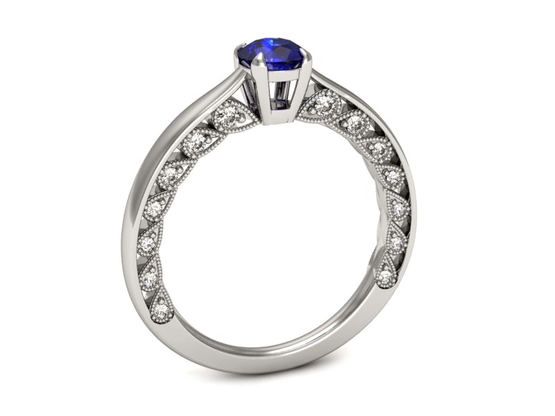 Pierścionek z szafirem i brylantami białe złoto - p16450bszc — zdjęcie 3