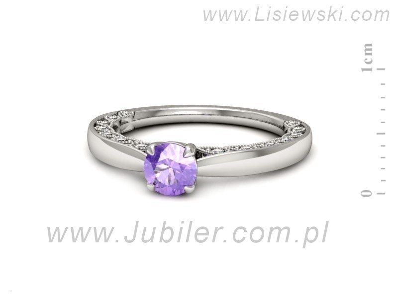 Pierścionek z tanzanitem białe złoto i brylantami - p16450bt — zdjęcie 2