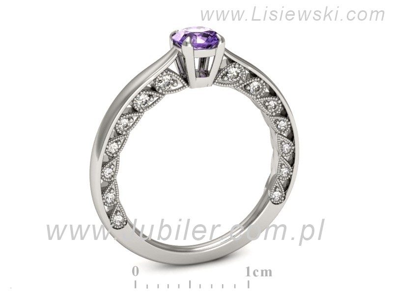 Pierścionek z tanzanitem białe złoto i brylantami - p16450bt — zdjęcie 3