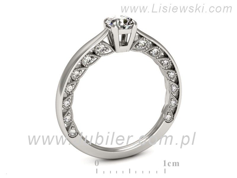 Złoty pierścionek z brylantami białe złoto - p16450bV — zdjęcie 3