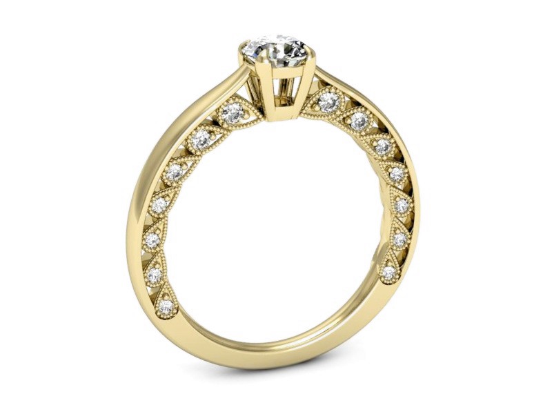 Złoty pierścionek z brylantami żółte złoto - p16450z — zdjęcie 3