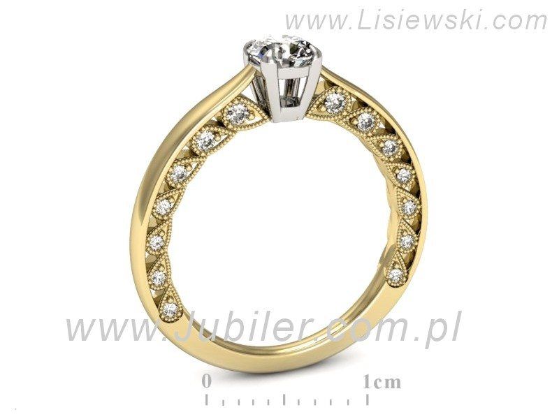 Pierścionek z diamentami żółte i białe złoto próba 585 - p16450zb - 3