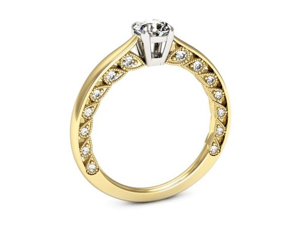 Pierścionek z diamentami żółte i białe złoto 585 - p16450zb