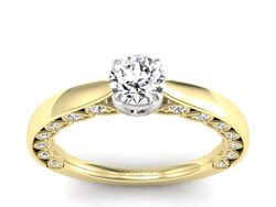 Pierścionek z diamentami żółte i białe złoto - p16450zb