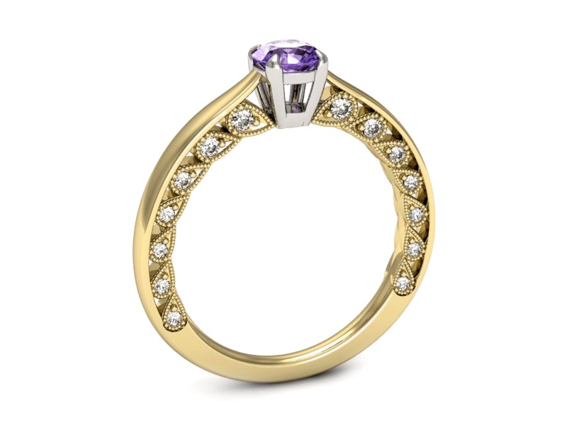 Pierścionek z tanzanitem i brylantami - p16450zbt — zdjęcie 3