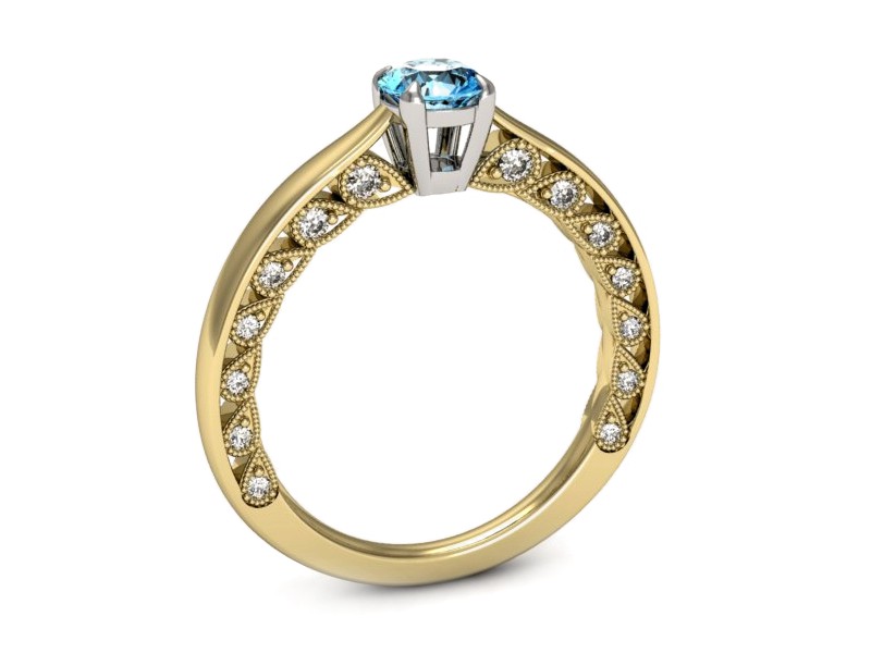 Pierścionek z topazem i brylantami - p16450zbtp — zdjęcie 3