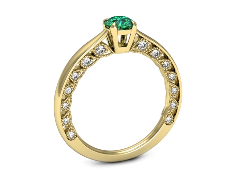 Złoty pierścionek ze szmaragdem i brylantami - p16450zsm — zdjęcie 3
