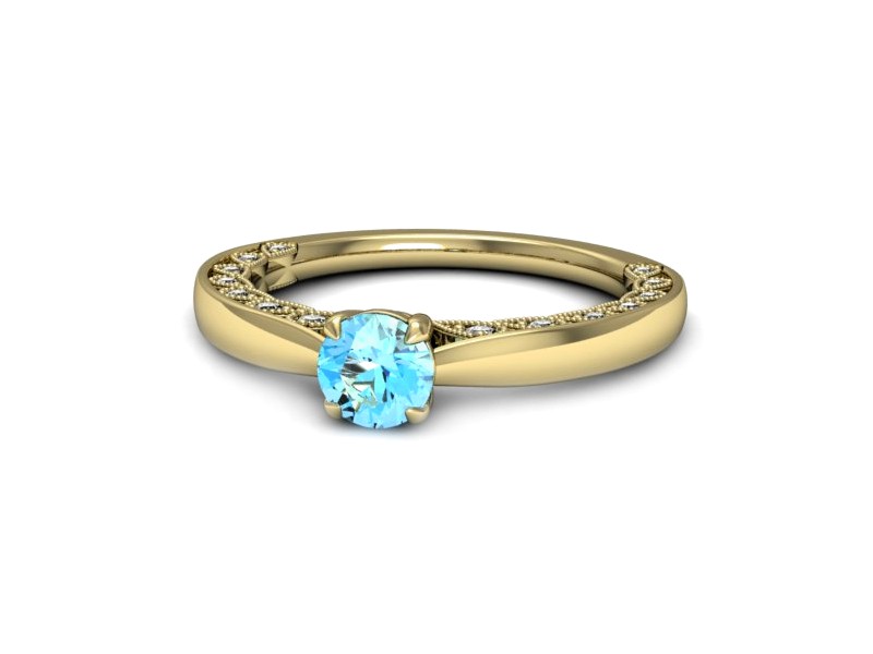 Złoty pierścionek z topazem i brylantami - p16450ztp — zdjęcie 2