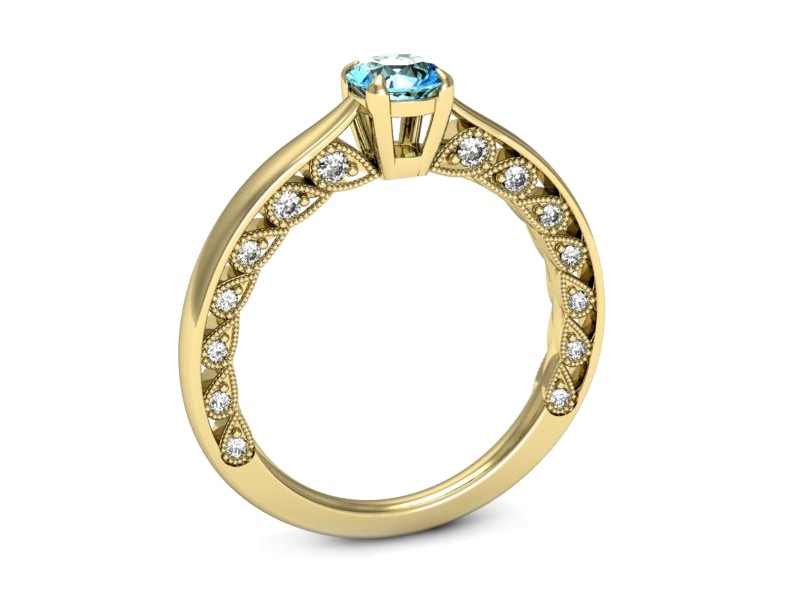 Złoty pierścionek z topazem i brylantami - p16450ztp — zdjęcie 3