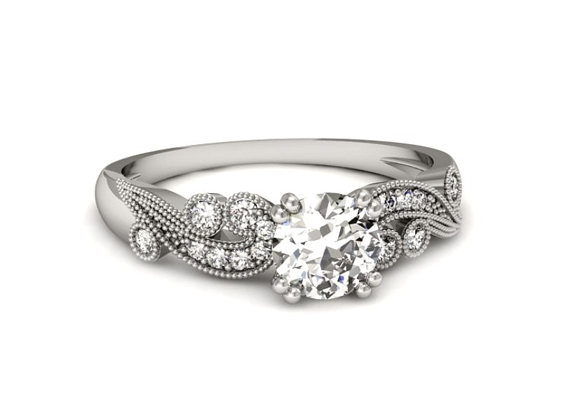 Złoty pierścionek z brylantami białe złoto - p16451b — zdjęcie 3