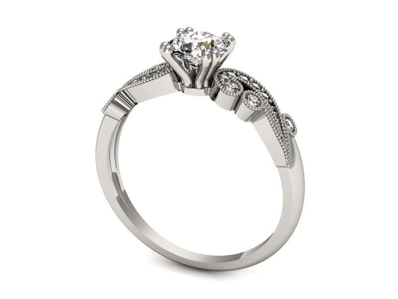 Złoty pierścionek z brylantami białe złoto - p16451b — zdjęcie 2