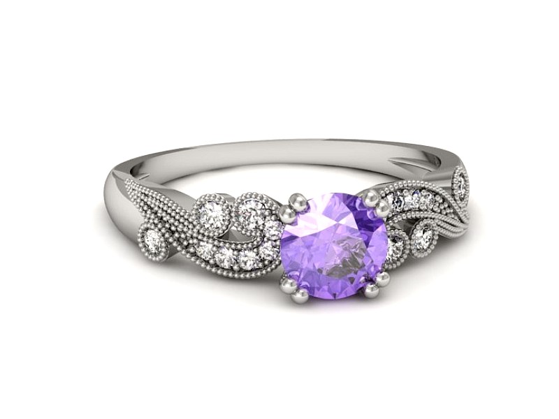 Pierścionek z tanzanitem białe złoto i brylantami - p16451bt — zdjęcie 3