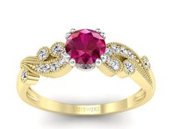 Pierścionek z rubinem i diamentami - p16451zbr