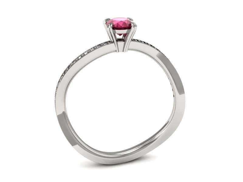 Pierścionek z rubinem i brylantami białe złoto - p16453br — zdjęcie 3