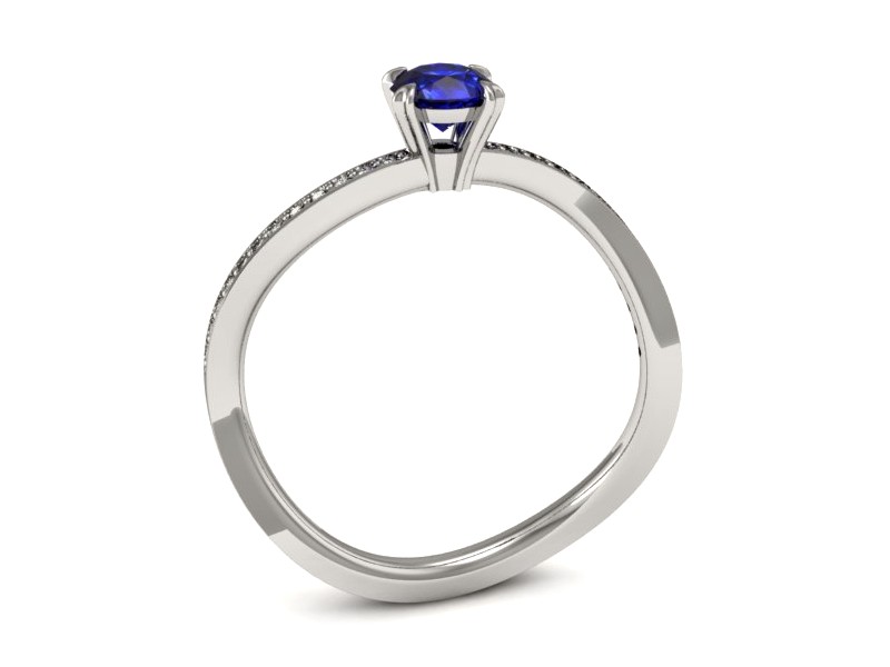 Pierścionek z szafirem i brylantami białe złoto - p16453bszc — zdjęcie 3