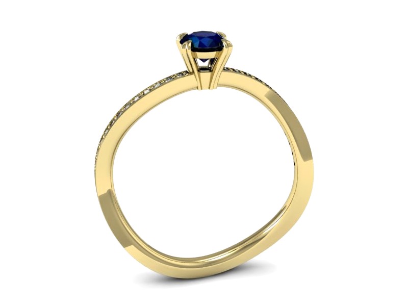 Złoty pierścionek z szafirem i brylantami - p16453zsz — zdjęcie 3
