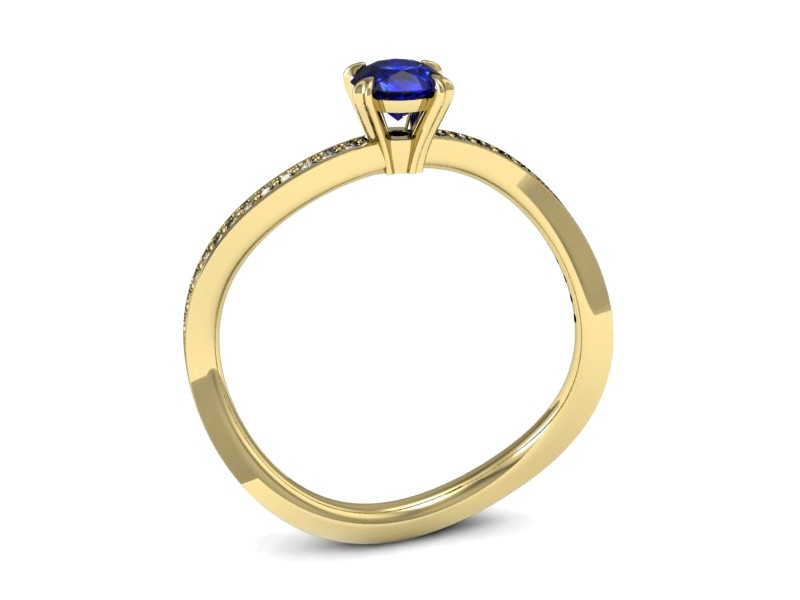 Złoty pierścionek z szafirem i brylantami - p16453zszc — zdjęcie 3