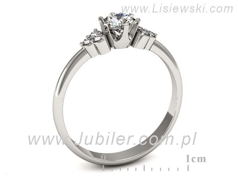 Złoty Pierścionek z brylantami złoto próby 585 białe złoto - P16454b - 3