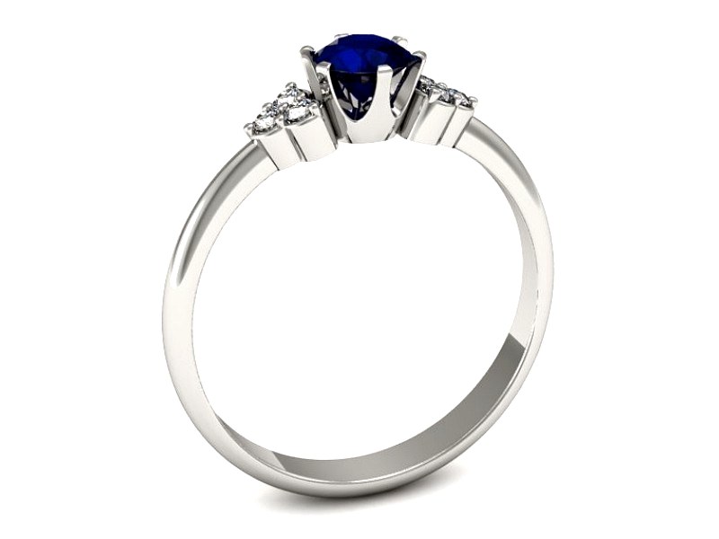 Pierścionek z szafirem i brylantami białe złoto - P16454bsz — zdjęcie 3