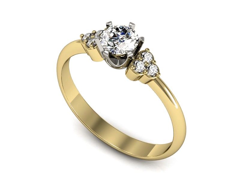 Złoty pierścionek z diamentami żółte złoto próba 585 - P16454zb - 1