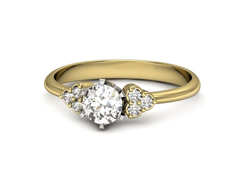 Złoty pierścionek z diamentami żółte złoto próba 585 - P16454zb - 2