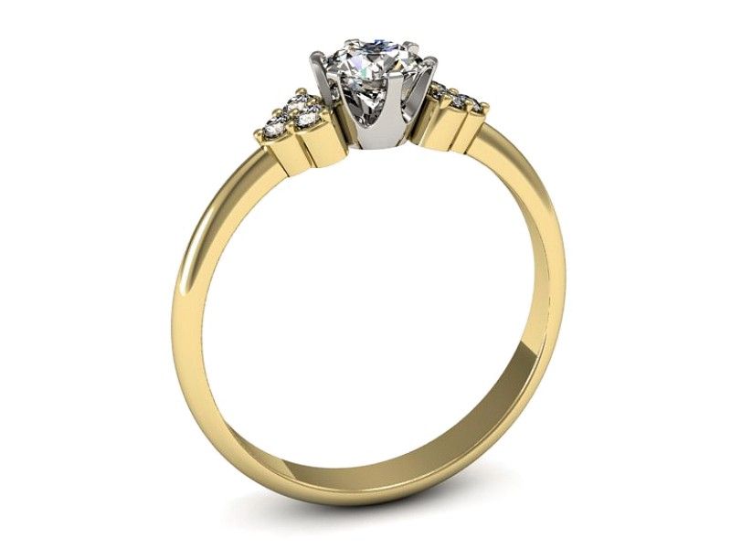 Złoty pierścionek z diamentami żółte złoto próba 585 - P16454zb - 3