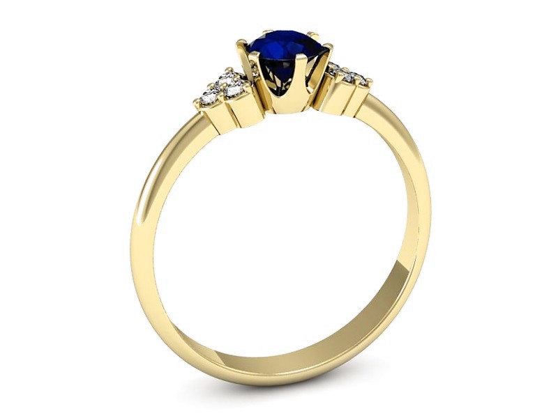Złoty pierścionek z szafirem i brylantami - P16454zsz — zdjęcie 3