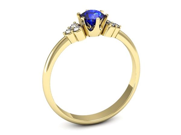 Złoty pierścionek z szafirem i diamentami - P16454zszc