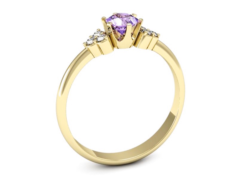 Pierścionek z tanzanitem i brylantami żółte złoto - P16454zt — zdjęcie 3