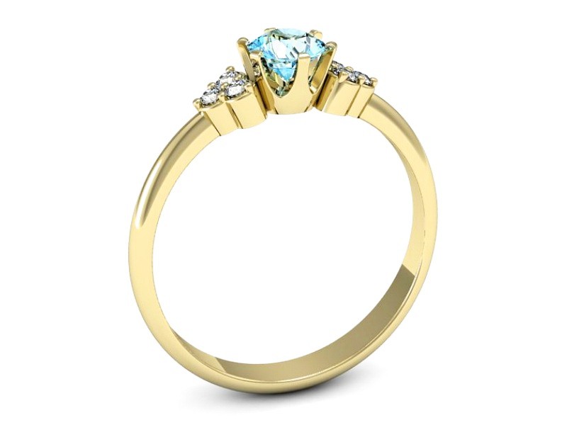 Złoty pierścionek z topazem i brylantami - P16454ztp — zdjęcie 3